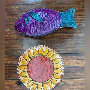 Set of 2 Leather Zipper Wallet/Pouch